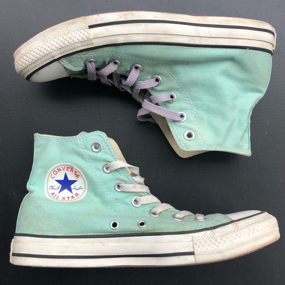 Converse turquoise/ light blue high tops